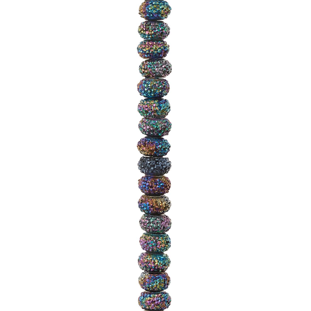 12 Packs: 38 ct. (456 total) Blue Iridescent Resin Rondelle Beads, 8mm by Bead Landing™